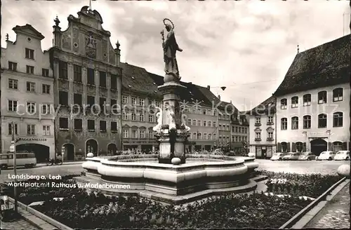 Landsberg Lech Marktplatz Rathaus Marienbrunnen Kat. Landsberg am Lech