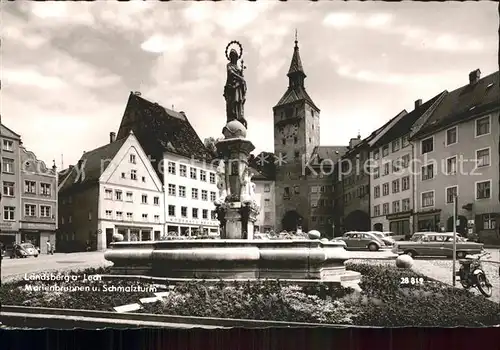 Landsberg Lech Marienbrunnen und Schmalzturm Kat. Landsberg am Lech