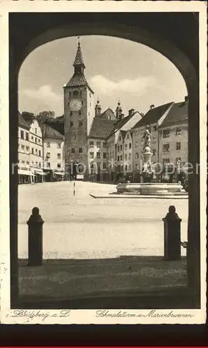 Landsberg Lech Schmalzturm und Marienbrunnen Kat. Landsberg am Lech