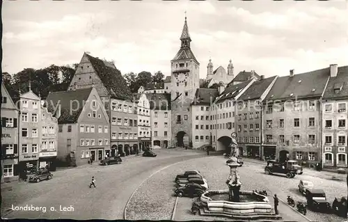 Landsberg Lech Marktplatz Marienbrunnen Schmalztor Kat. Landsberg am Lech