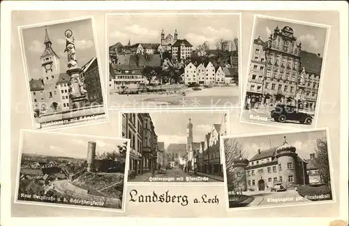 Landsberg Lech Marienbrunnen Schmalztor Rathaus Neue Bergstrasse Schlossberg Hinteranger Pfarrkirche Strafanstalt  Kat. Landsberg am Lech