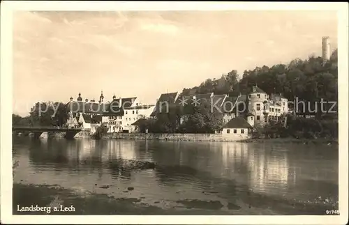 Landsberg Lech Uferpartie am Lech Kat. Landsberg am Lech