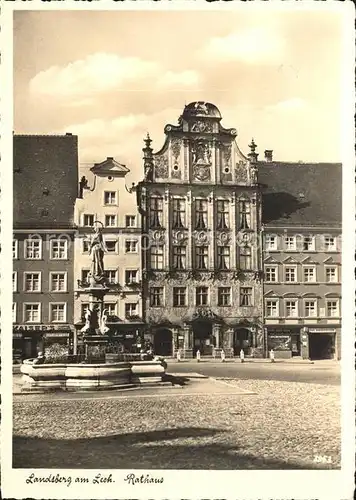 Landsberg Lech Rathaus Fassade Marienbrunnen Kat. Landsberg am Lech