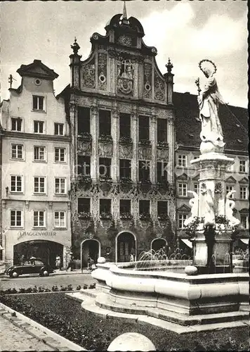 Landsberg Lech Rathaus Fassade Marienbrunnen Kat. Landsberg am Lech