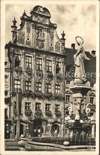 Landsberg Lech Rathaus Fassade Marienbrunnen Kat. Landsberg am Lech