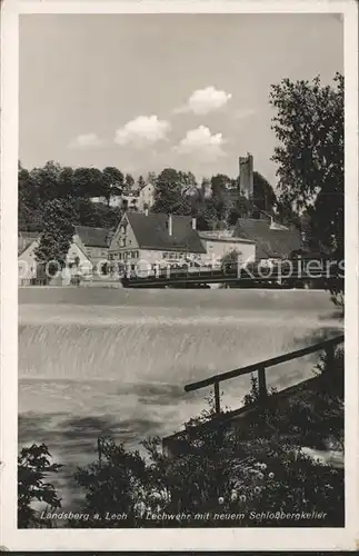 Landsberg Lech Lechwehr mit neuem Schlossbergkeller Gasthaus Kat. Landsberg am Lech