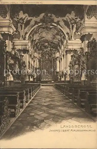 Landsberg Lech Inneres der Malteserkirche Altar Fresken Kat. Landsberg am Lech