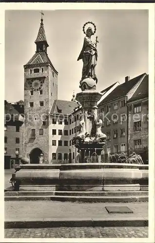 Landsberg Lech Hauptplatz Marienbrunnen Schmalzturm Kat. Landsberg am Lech