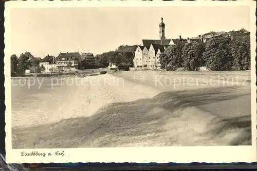 Landsberg Lech Lechwehr Blick zur Altstadt Kat. Landsberg am Lech