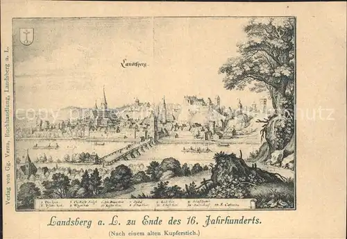 Landsberg Lech zu Ende des 16. Jahrhunderts nach einem alten Kupferstich Kat. Landsberg am Lech