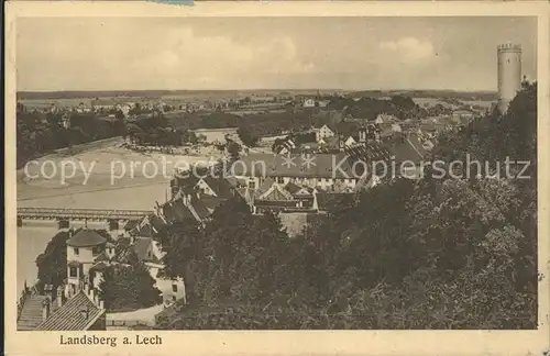 Landsberg Lech Panorama mit Jungfernsprung Turm Kat. Landsberg am Lech