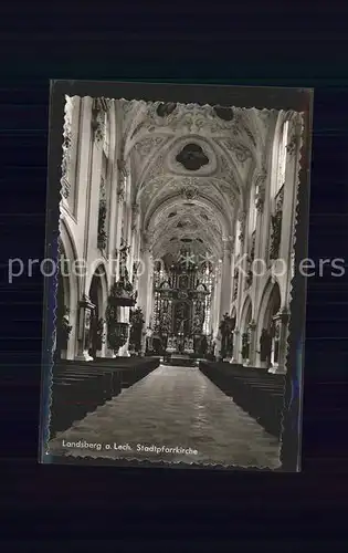 Landsberg Lech Inneres der Stadtpfarrkirche Altar Fresken Kat. Landsberg am Lech