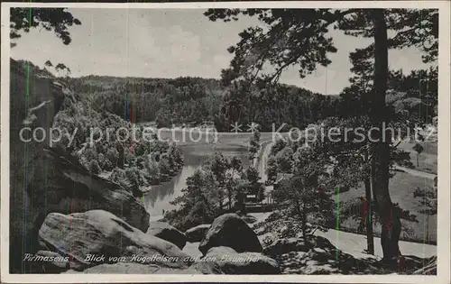 Pirmasens Blick vom Kugelfelsen auf den Eisweiher Kat. Pirmasens