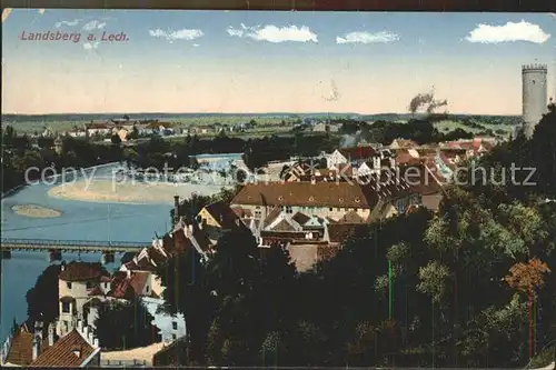 Landsberg Lech Panorama mit Jungfernsprung Turm Lechtal Kat. Landsberg am Lech