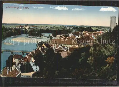 Landsberg Lech Panorama mit Jungfernsprung Turm Lechtal Kat. Landsberg am Lech