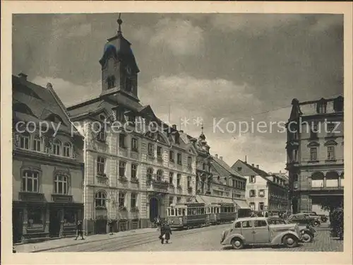 Pirmasens Partie am Rathaus Strassenbahn Kupfertiefdruck Kat. Pirmasens