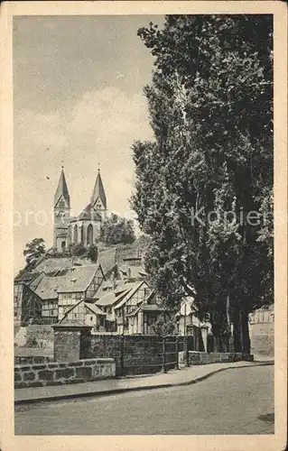 Quedlinburg Schloss vom Schiffbleck gesehen Kat. Quedlinburg