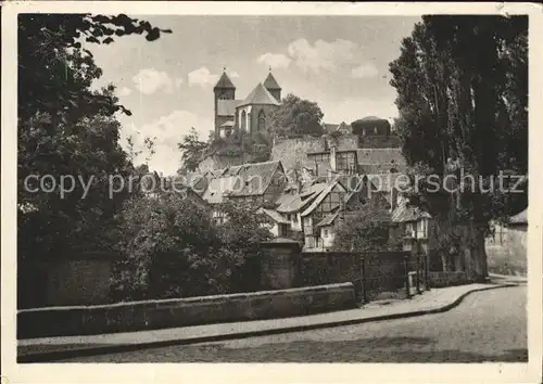 Quedlinburg 1000jaehrige Stadt Dom Blick vom Schiffbleek Kat. Quedlinburg