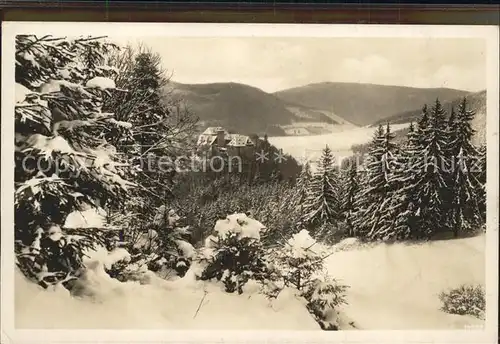 Leutenberg Thueringen Friedensburg im Schnee Winterpanorama Kat. Leutenberg