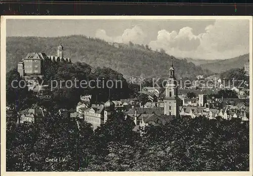 Greiz Thueringen Stadtbild mit Kirche und Schloss Kat. Greiz