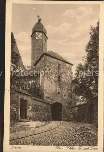 Greiz Thueringen Oberes Schloss Tor Turm Kupfertiefdruck Kat. Greiz