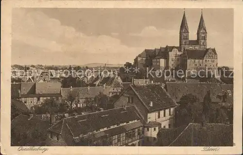 Quedlinburg Stadtbild mit Dom Kupfertiefdruck Kat. Quedlinburg