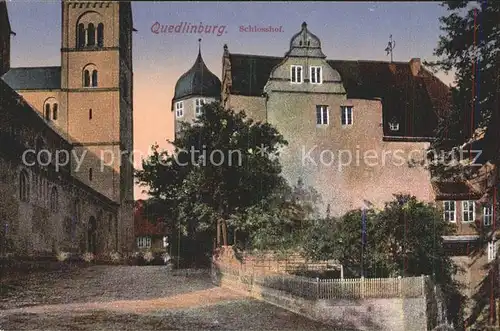 Quedlinburg Schlosshof mit Schlosskirche Kat. Quedlinburg