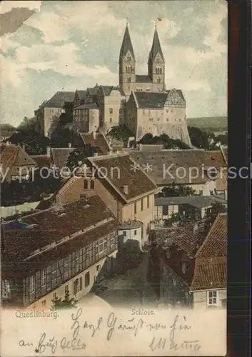 Quedlinburg Blick zum Schloss Schlosskirche Kat. Quedlinburg