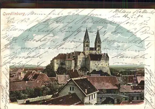 Quedlinburg Stadbild mit Schloss und Schlosskirche Bahnpost Kat. Quedlinburg