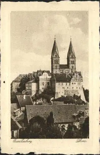 Quedlinburg Schloss mit Dom Kupfertiefdruck Kat. Quedlinburg