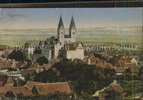 Quedlinburg Blick zum Schloss mit Dom Kat. Quedlinburg
