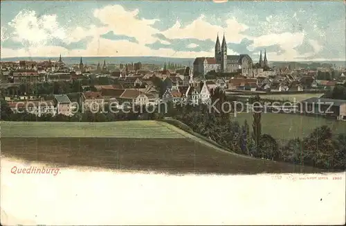 Quedlinburg Stadtbild mit Schloss Kat. Quedlinburg
