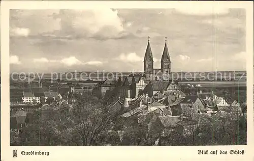 Quedlinburg Stadtbild mit Blick auf das Schloss Kat. Quedlinburg