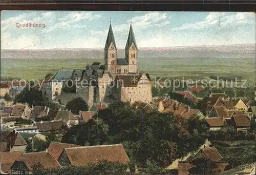Quedlinburg Stadtbild mit Schloss und Dom Kat. Quedlinburg