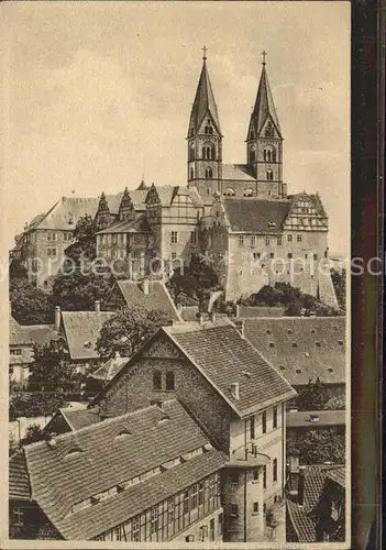 Quedlinburg Blick zum Schloss und Schlosskirche vom Muenzenberg Geschichte Kat. Quedlinburg