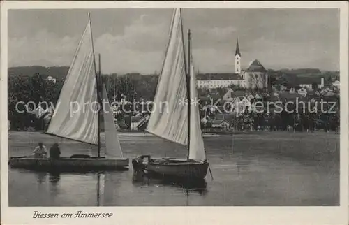 Diessen Ammersee Ansicht vom See aus Segelboot Kloster Kat. Diessen a.Ammersee