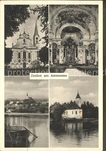 Diessen Ammersee Kloster Kirche Barock Uferpartie am See Kapelle Kat. Diessen a.Ammersee