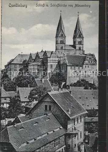 Quedlinburg Schloss und Schlosskirche Blick vom Muenzenberg Kat. Quedlinburg