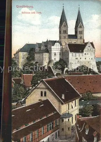 Quedlinburg Schloss und Dom Neue Eisenbahnlinien Offizielle Ansichtskarte Nr. 1 Kat. Quedlinburg