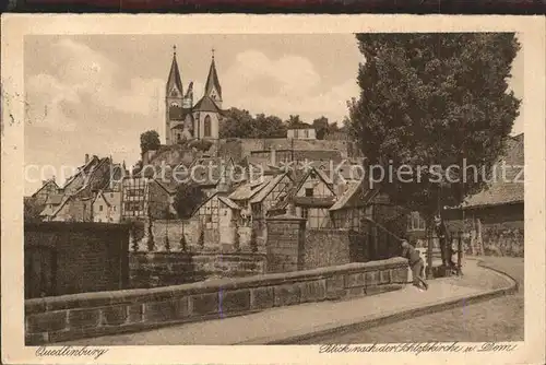 Quedlinburg Blick nach Schlosskirche und Dom Kat. Quedlinburg