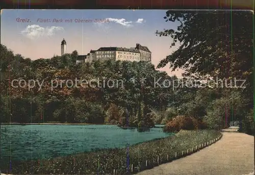 Greiz Thueringen Fuerstlicher Park mit Oberem Schloss Kat. Greiz