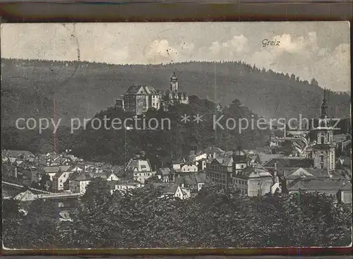 Greiz Thueringen Stadtbild mit Kirche und Schloss Kat. Greiz