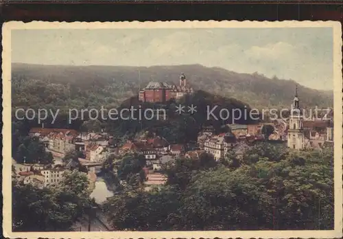 Greiz Thueringen Stadtbild mit Kirche und Schloss Kat. Greiz