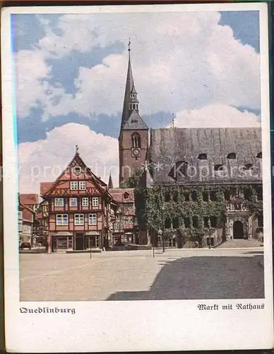 Quedlinburg Markt mit Rathaus Rund um das Quedlinburger Schloss Kat. Quedlinburg