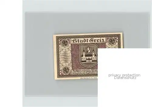 Greiz Thueringen Rathaus Schloss 90 Pfennig Kat. Greiz