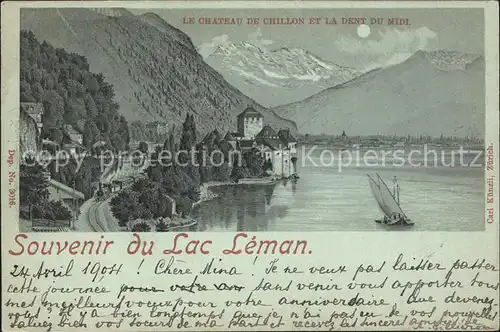 Lac Leman Genfersee Le Chateau de Chillon et la Dent du Midi / Genf /Bz. Geneve City
