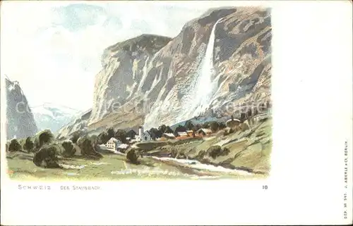 Lauterbrunnental Staubbach Litho Kat. Lauterbrunnen