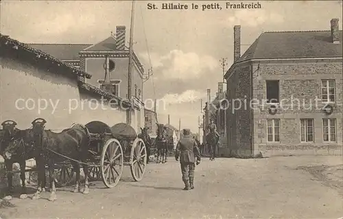 Saint Hilaire le Petit Dorfstrasse Pferdekutsche Soldaten Kat. Saint Hilaire le Petit