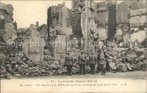 Mulhouse Muehlhausen Grande Guerre Faubourg apres les combats du mois aout Kat. Mulhouse