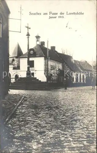 Souchez zerstoerte Haeuser Soldaten Kirche Kat. Souchez